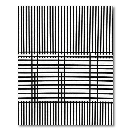 Modern Black White Intersecting Lines Rug