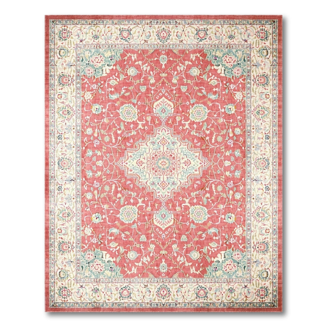 Red Persian Floral Medallion No. 26 Area Rug