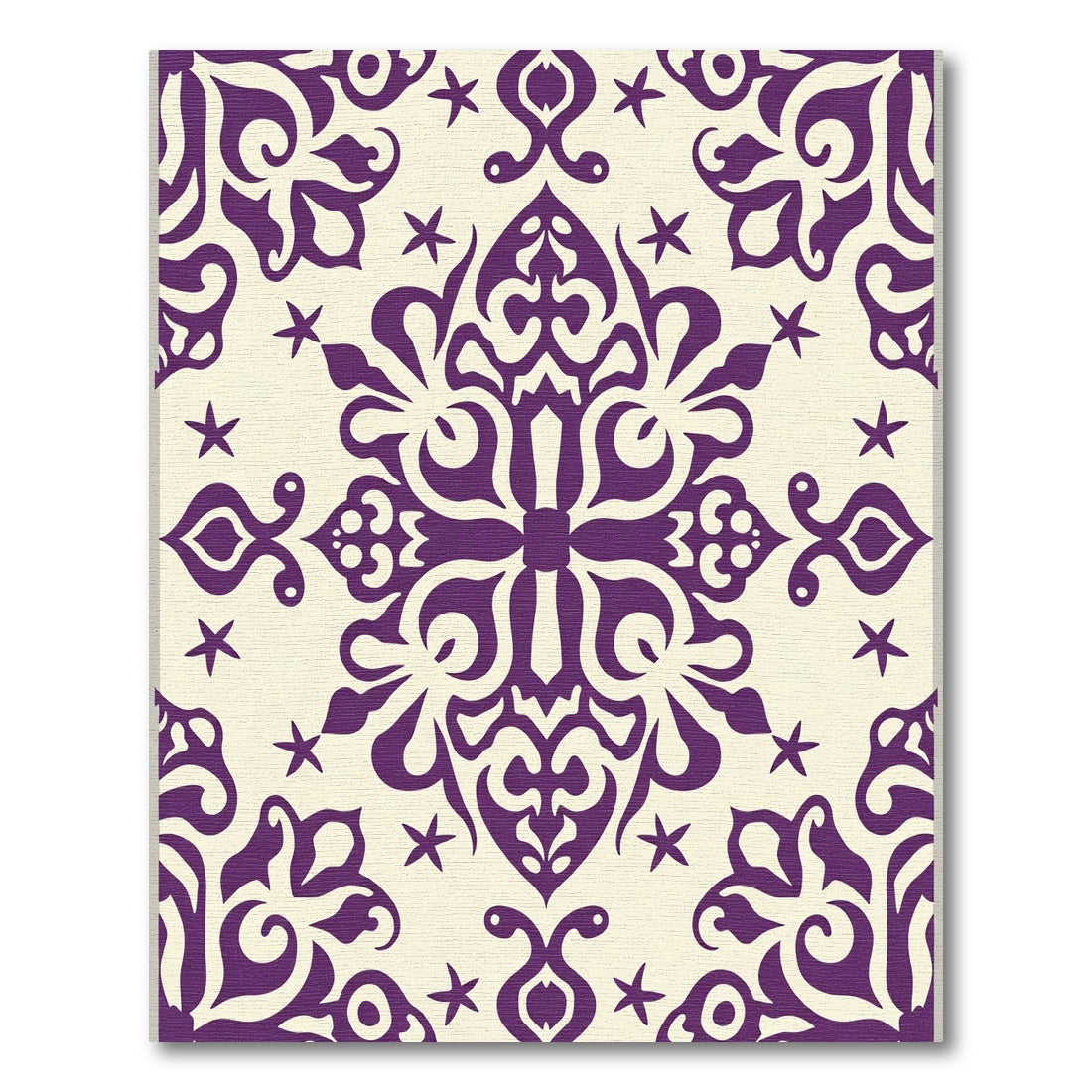 Purple Ivory Floral Medallion Rug