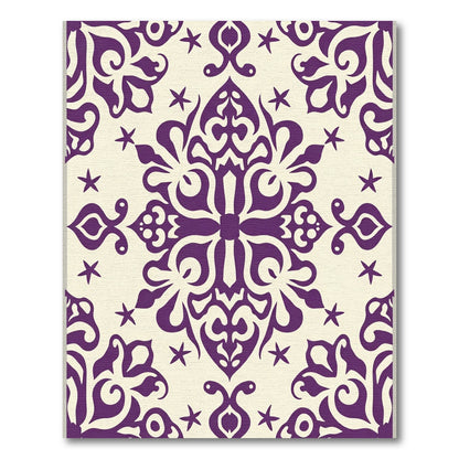 Purple Ivory Floral Medallion Rug