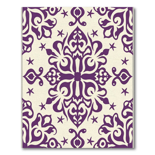Purple Ivory Floral Medallion Rug