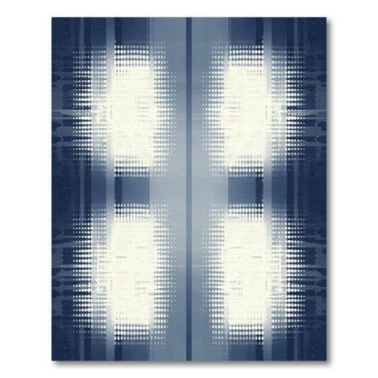 Abstract Halftone Blue Vertical Stripes Rug