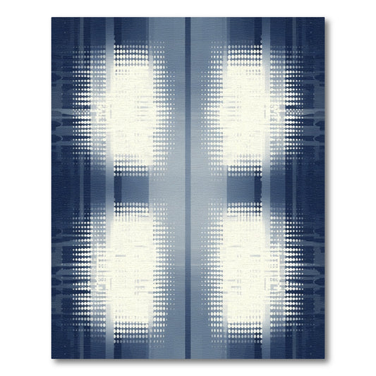 Abstract Halftone Blue Vertical Stripes Rug