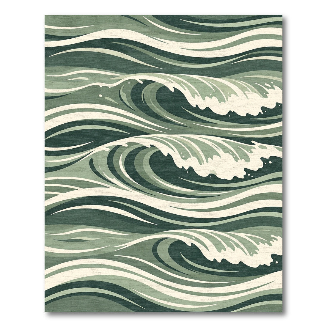 Deep Green Abstract Ocean Waves Rug