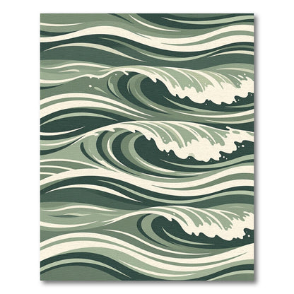 Deep Green Abstract Ocean Waves Rug