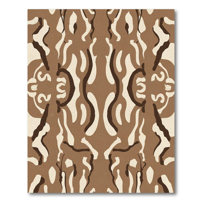 Abstract Brown Organic Flow Rug