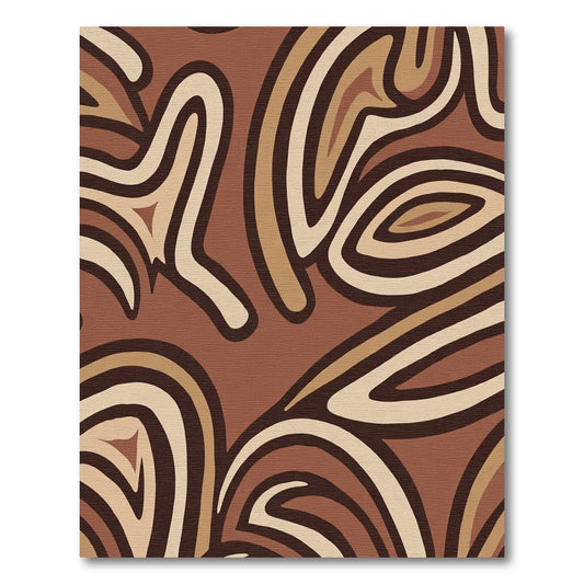 Brown Cream Swirl Abstract Earth Tones Rug