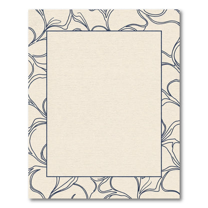 Cream Navy Outline Botanical Square Rug