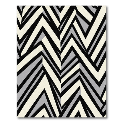 Monochrome Chevron Block Inlay Rug