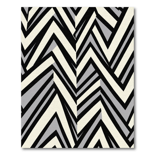 Monochrome Chevron Block Inlay Rug