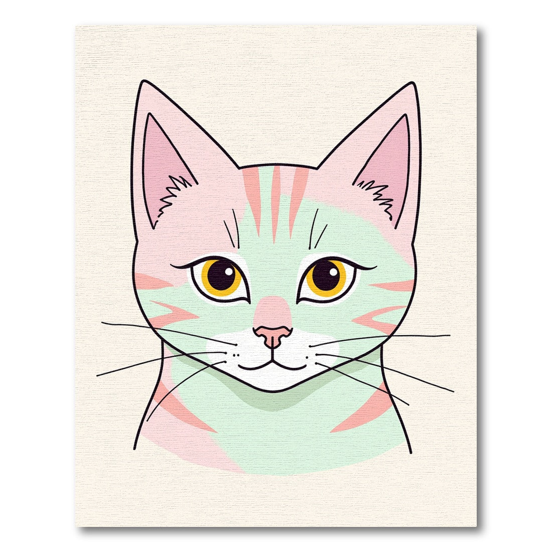 Pastel Pink Mint Cat Portrait Rug