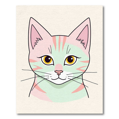Pastel Pink Mint Cat Portrait Rug