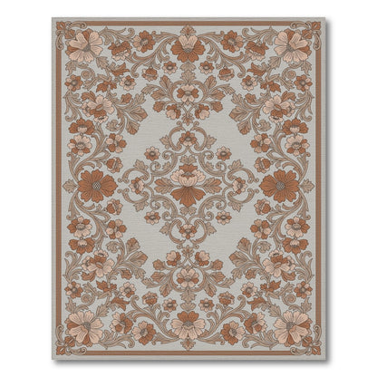 Brown Floral Vintage Washable Area Rug