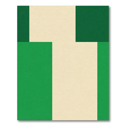 Geometric Cream Green Blocks Rug