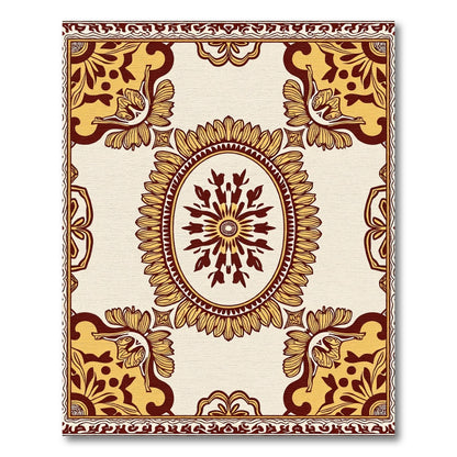Crimson Geometric Floral Oval Medallion Rug