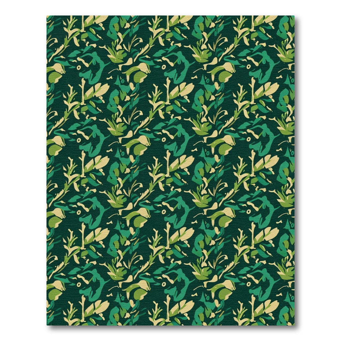 Deep Emerald Forest Camouflage Foliage Rug
