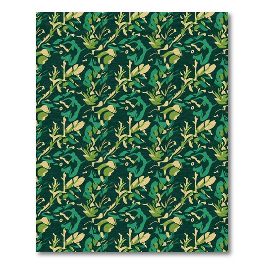 Deep Emerald Forest Camouflage Foliage Rug