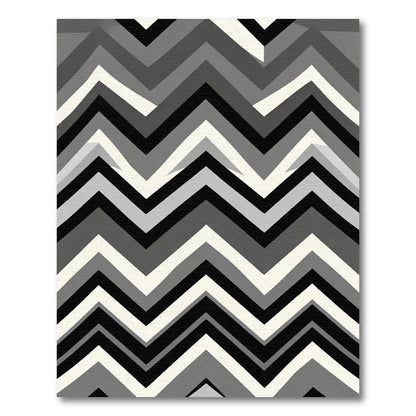 Monochromatic Gray Chevron Zigzag Rug