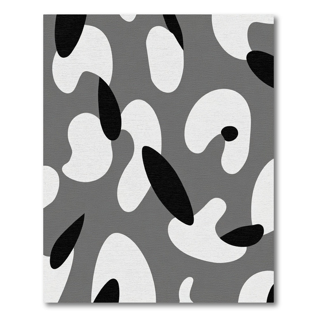 Grayscale Abstract Blob Organic Shapes Rug