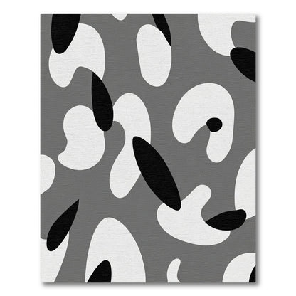 Grayscale Abstract Blob Organic Shapes Rug