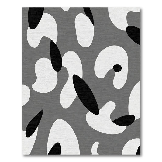 Grayscale Abstract Blob Organic Shapes Rug