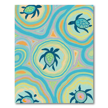 Sea Turtle Swirls Colorful Aquatic Rug