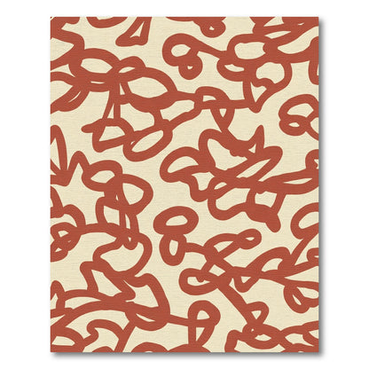Terracotta Abstract Scribble Swirl Rug