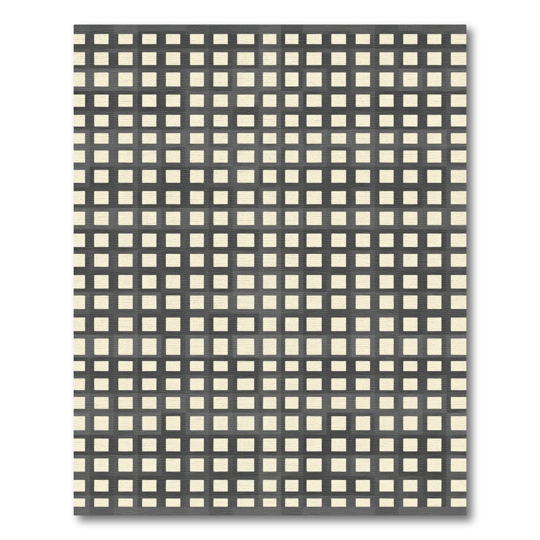 Gray Beige Textured Basketweave Squares Rug