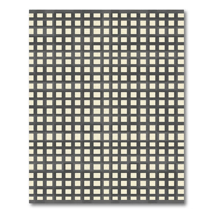 Gray Beige Textured Basketweave Squares Rug