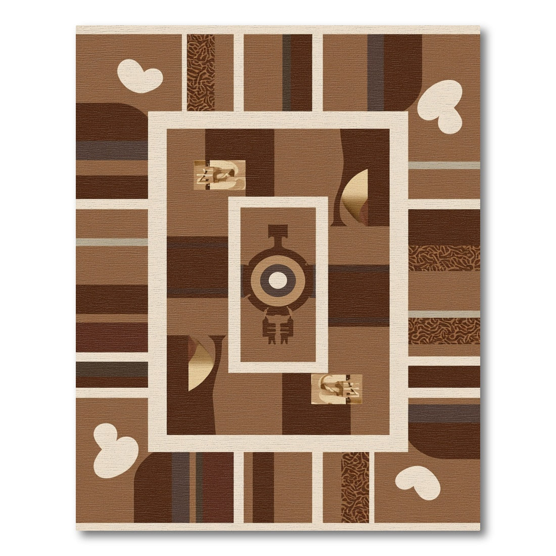 Brown Abstract Geometric Shapes Rug