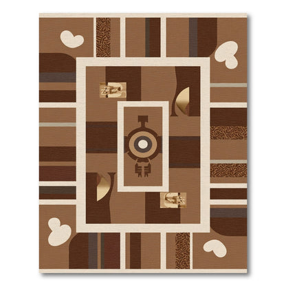 Brown Abstract Geometric Shapes Rug