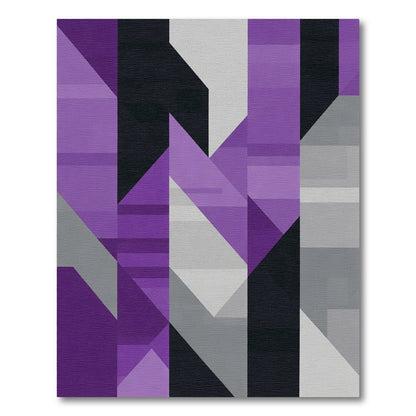 Modern Purple Geometric Blocks Rug