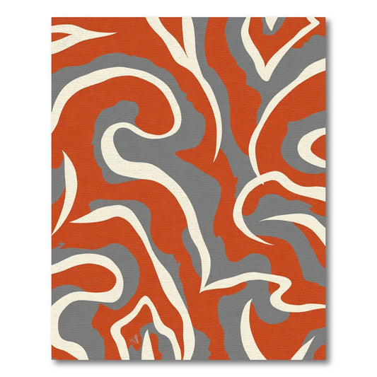 Abstract Orange Gray Swirl Rug