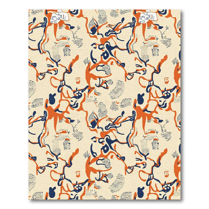 Bold Orange Navy Abstract Human Forms Rug