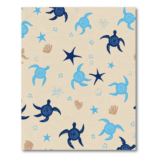 Navy Blue Light Blue Sea Turtle Stars Rug