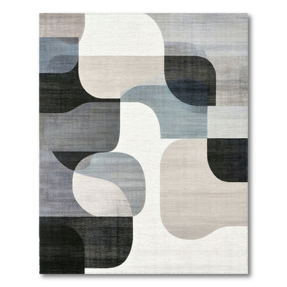 Shapes Grey Abstract Shapes Area Rug
