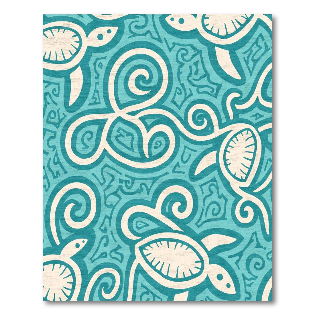 Teal Sea Turtle Swirls Abstraction Rug