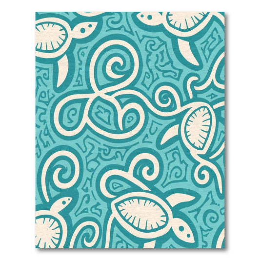 Teal Sea Turtle Swirls Abstraction Rug