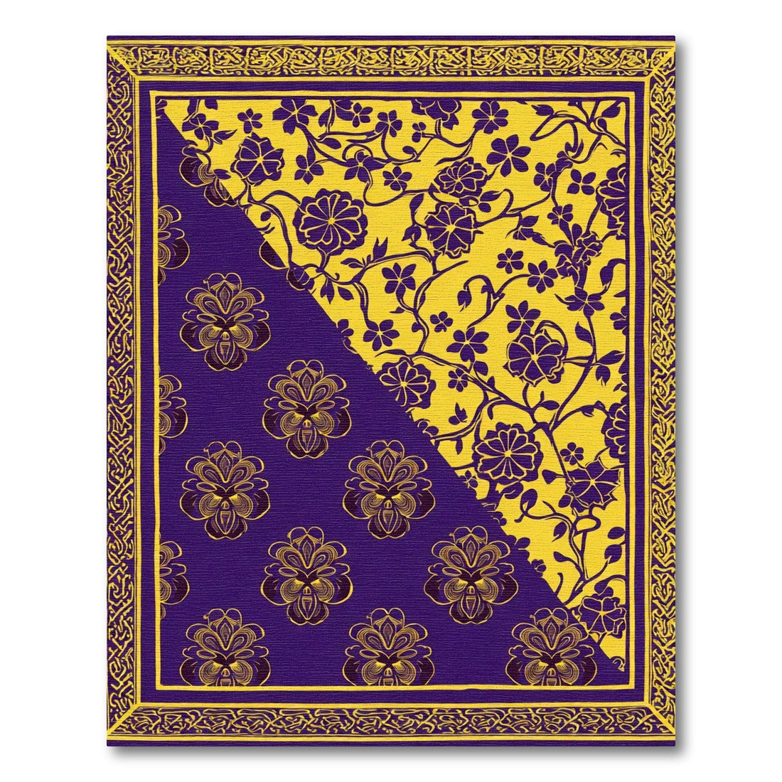 Vibrant Purple Yellow Floral Split Rug