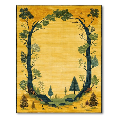 Yellow Forest Arch Bear Area Rug