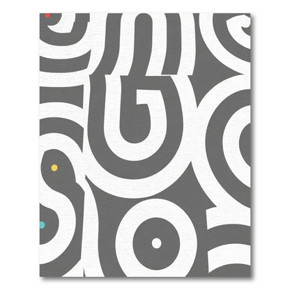 Abstract White Spiral Gray Composition Rug