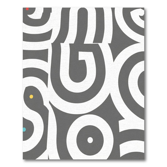 Abstract White Spiral Gray Composition Rug