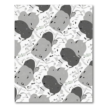 Monochromatic Abstract Blob Garden Rug