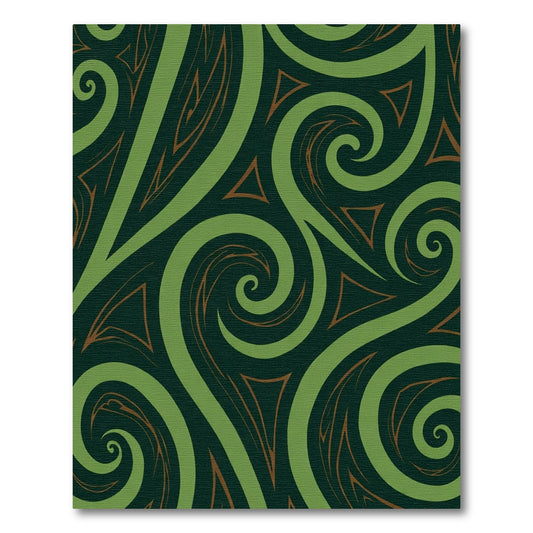 Deep Green Swirl Tribal Rug