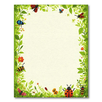 Whimsical Green Garden Bugs and Blooms Rug