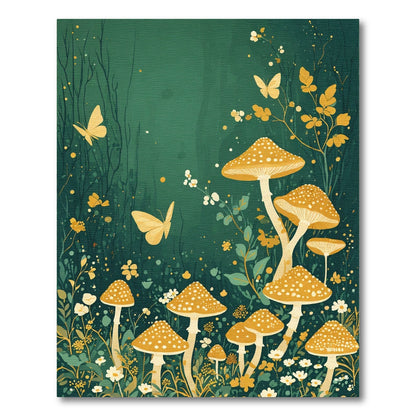Enchanted Forest Mushroom Butterfly Collection Rug