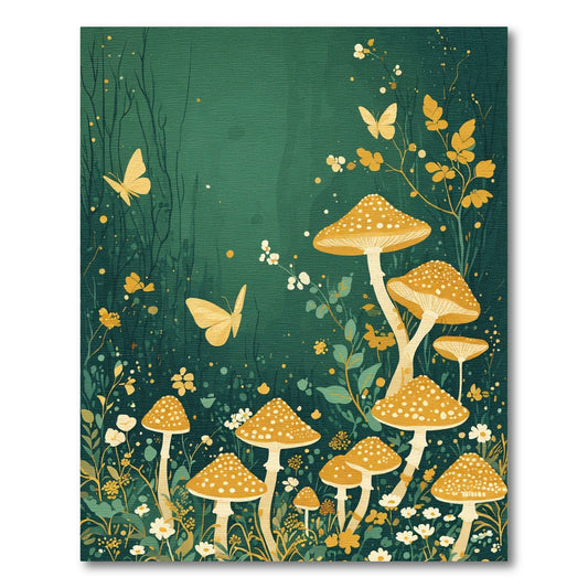 Enchanted Forest Mushroom Butterfly Collection Rug