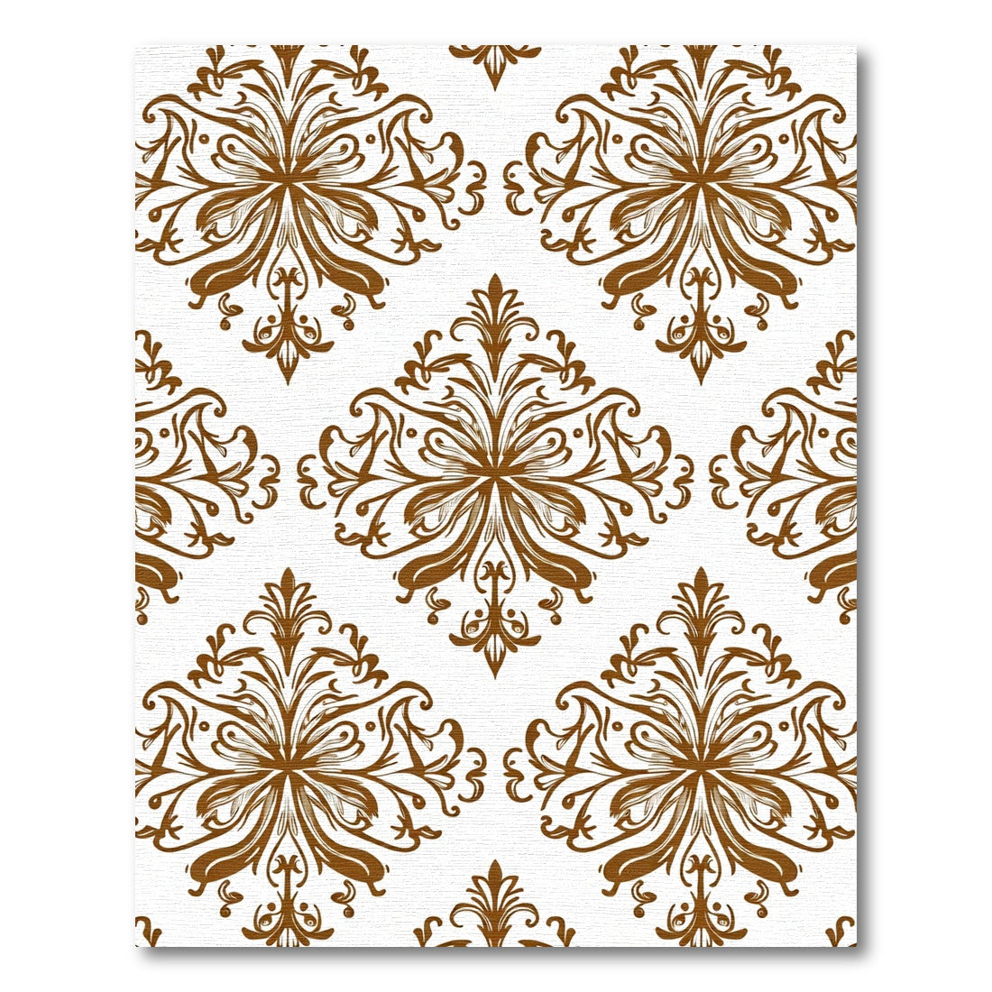 Brown Rococo Floral Damask Rug