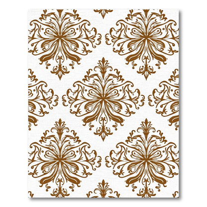 Brown Rococo Floral Damask Rug