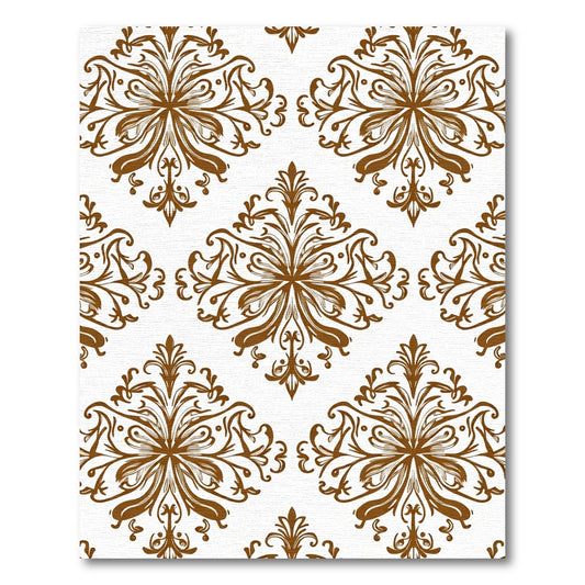 Brown Rococo Floral Damask Rug